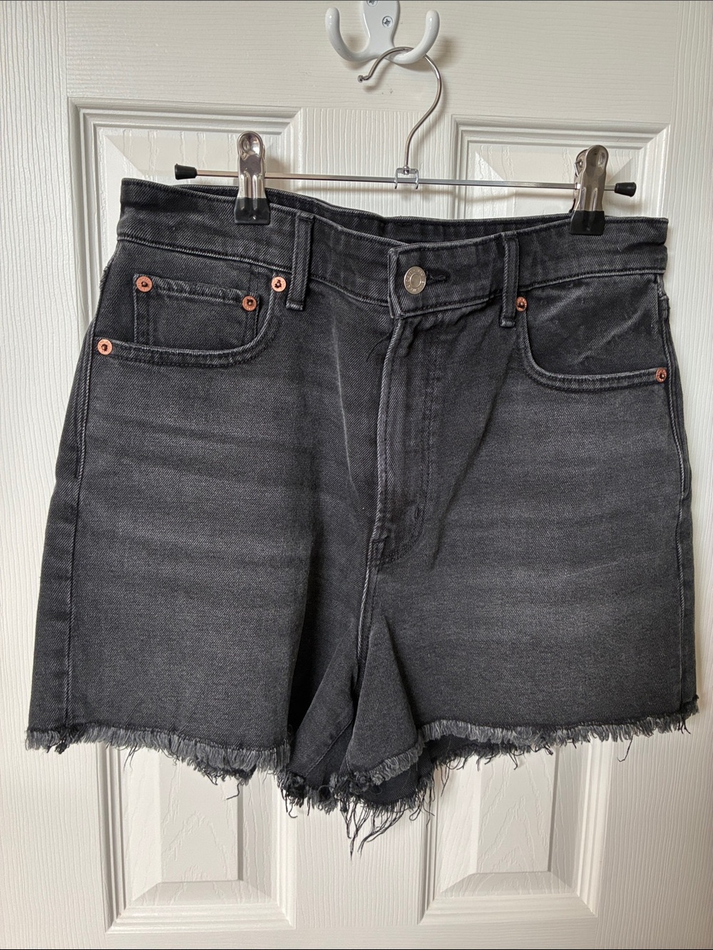 American Eagle Outfitters Black Frayed Hem Denim Shorts